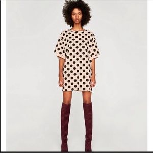 Polka dot long T-shirt or T-shirt dress.